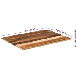 vidaXL Piano Tavolo Rettangolare 60x80 cm 15-16 mm Legno di Recupero