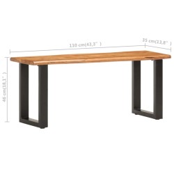 vidaXL Panca con Bordi Vivi 110 cm in Legno Massello Acacia e Acciaio