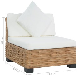 vidaXL Divano Senza Braccioli con Cuscini Rattan Naturale