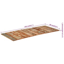 vidaXL Piano Tavolo Rettangolare 60x140 cm 15-16 mm Legno di Recupero