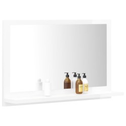    Specchio da Bagno Bianco Lucido 60x10,5x37 cm in Truciolato