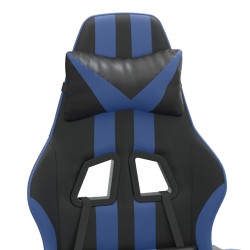 Sedia da Gaming Girevole con Poggiapiedi Nero e Blu Similpelle