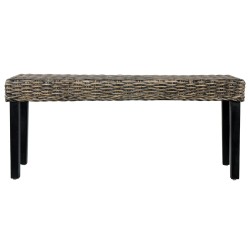 vidaXL Panca 110 cm Nera in Rattan Naturale Kubu e Massello di Mango