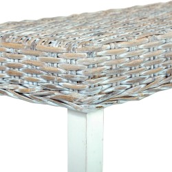 vidaXL Panca 160 cm Bianca in Rattan Naturale Kubu e Massello di Mango