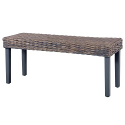 vidaXL Panca 110 cm Grigia in Rattan Naturale Kubu e Massello di Mango