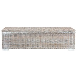 vidaXL Scatola Portaoggetti 120 cm Bianca Rattan Kubu e Massello Mango