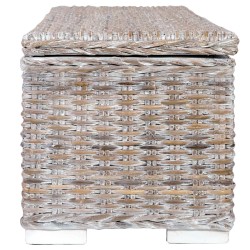 vidaXL Scatola Portaoggetti 120 cm Bianca Rattan Kubu e Massello Mango