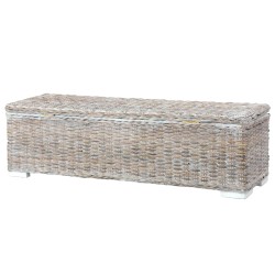 vidaXL Scatola Portaoggetti 120 cm Bianca Rattan Kubu e Massello Mango