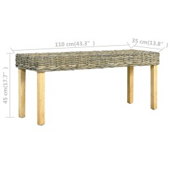 vidaXL Panca 110 cm in Rattan Naturale Kubu e Massello di Mango