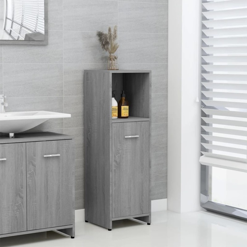    Armadietto Bagno Grigio Sonoma 30x30x95 cm in Legno Ingegnerizzato