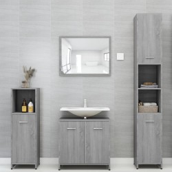    Armadietto Bagno Grigio Sonoma 30x30x95 cm in Legno Ingegnerizzato