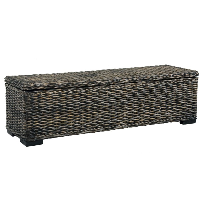 vidaXL Scatola Portaoggetti 120 cm Nera Rattan Kubu e Massello Mango