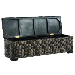 vidaXL Scatola Portaoggetti 120 cm Nera Rattan Kubu e Massello Mango