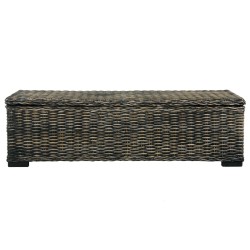 vidaXL Scatola Portaoggetti 120 cm Nera Rattan Kubu e Massello Mango