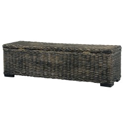 vidaXL Scatola Portaoggetti 120 cm Nera Rattan Kubu e Massello Mango