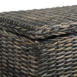 vidaXL Scatola Portaoggetti 120 cm Nera Rattan Kubu e Massello Mango