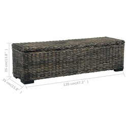 vidaXL Scatola Portaoggetti 120 cm Nera Rattan Kubu e Massello Mango