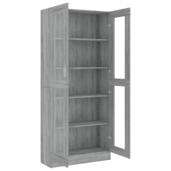    Mobile Vetrina Grigio Sonoma 82,5x30,5x185,5 Legno ingegnerizzato