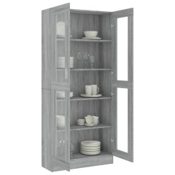    Mobile Vetrina Grigio Sonoma 82,5x30,5x185,5 Legno ingegnerizzato