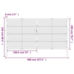 vidaXL Cancello Giardino Antracite 400x250 cm in Acciaio