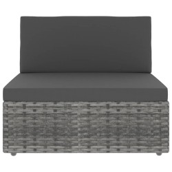 vidaXL Divano Modulare a 3 Posti in Polyrattan Grigio