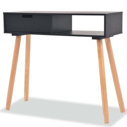 vidaXL Tavolo Consolle in Legno di Pino Massello 80x30x72 cm Nero