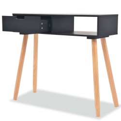 vidaXL Tavolo Consolle in Legno di Pino Massello 80x30x72 cm Nero