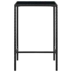 vidaXL Tavolo da Bar da Giardino Nero 70x70x110 cm Polyrattan e Vetro