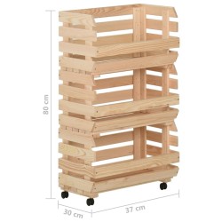 vidaXL Carrello Portaverdure 37x30x80 cm in Legno Massello di Pino