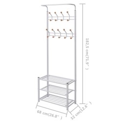    Appendiabiti con Poggiascarpe 68x32x182,5 cm Bianco