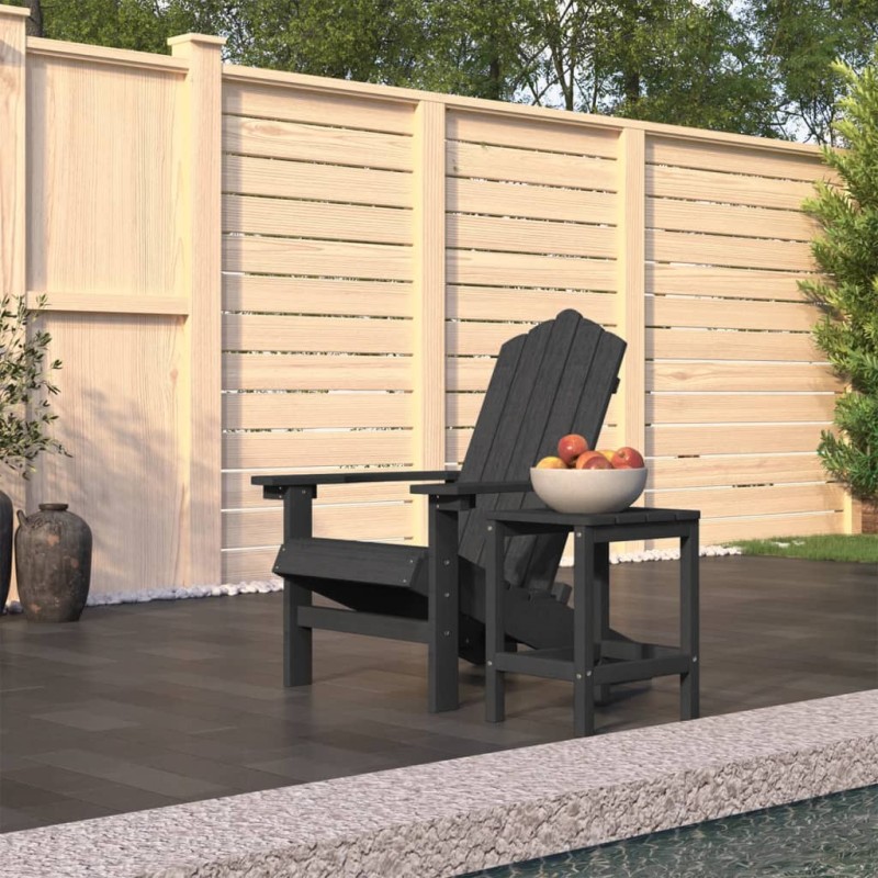    Sedia da Giardino con Tavolo Adirondack in HDPE Nero