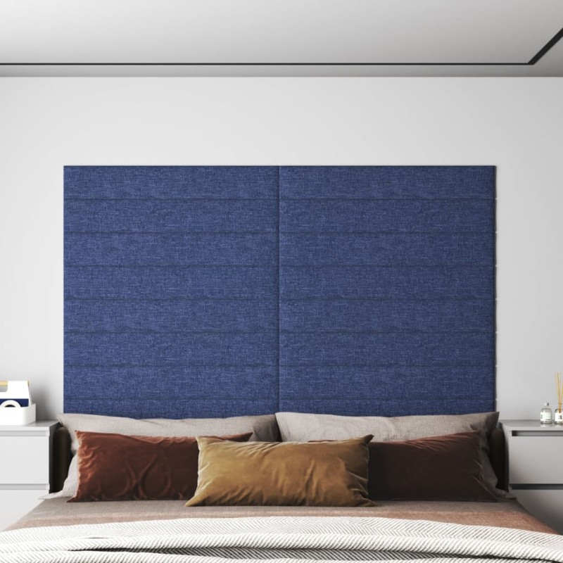 vidaXL Pannelli Murali 12 pz Blu 90x15 cm Tessuto 1,62 m²