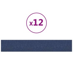 vidaXL Pannelli Murali 12 pz Blu 90x15 cm Tessuto 1,62 m²