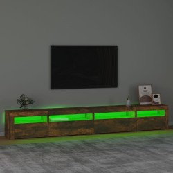 Mobile Porta TV con Luci LED Rovere Fumo 270x35x40 cm