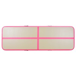    Tappetino Ginnastica Gonfiabile con Pompa 400x100x10cm PVC Rosa