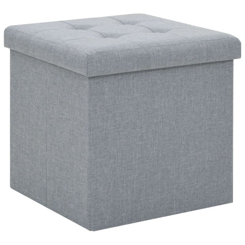 vidaXL Pouf Pieghevole con Contenitore Grigio Chiaro in Simil Lino