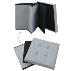 vidaXL Pouf Pieghevole con Contenitore Grigio Chiaro in Simil Lino