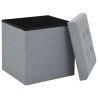 vidaXL Pouf Pieghevole con Contenitore Grigio Chiaro in Simil Lino