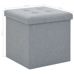 vidaXL Pouf Pieghevole con Contenitore Grigio Chiaro in Simil Lino