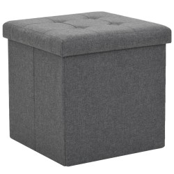 vidaXL Pouf Pieghevoli con Contenitore 2pz Grigio Scuro in Simil Lino