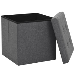 vidaXL Pouf Pieghevoli con Contenitore 2pz Grigio Scuro in Simil Lino