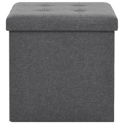 vidaXL Pouf Pieghevoli con Contenitore 2pz Grigio Scuro in Simil Lino