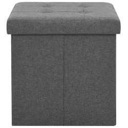 vidaXL Pouf Pieghevoli con Contenitore 2pz Grigio Scuro in Simil Lino