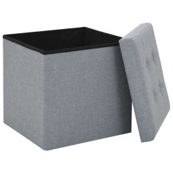 vidaXL Pouf Pieghevoli con Contenitore 2pz Grigio Chiaro in Simil Lino