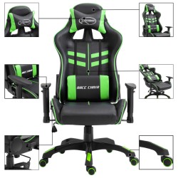 vidaXL Sedia da Gaming Verde in Similpelle