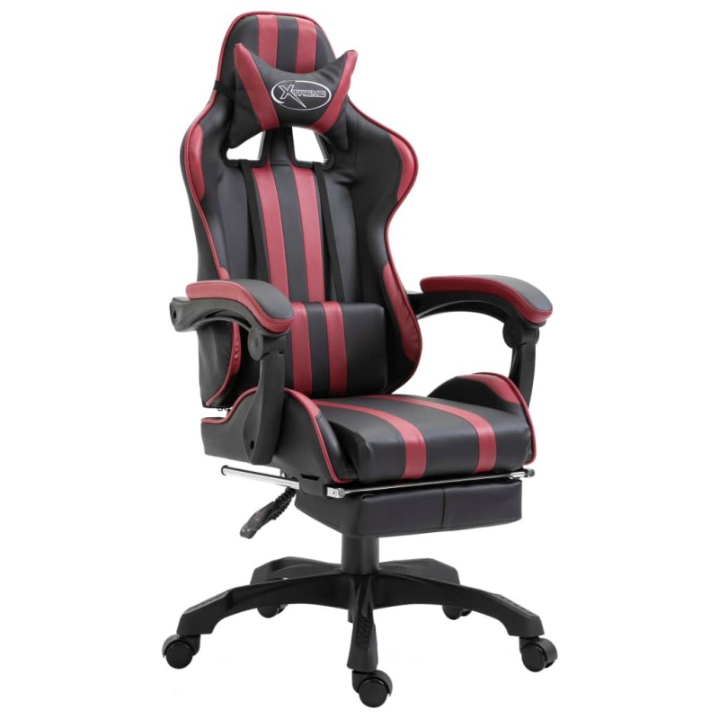 vidaXL Sedia da Gaming con Poggiapiedi Rosso Vino in Similpelle