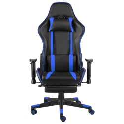 vidaXL Sedia da Gaming Girevole con Poggiapiedi Blu in PVC