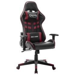 vidaXL Sedia da Gaming Nera e Rosso Vino in Similpelle