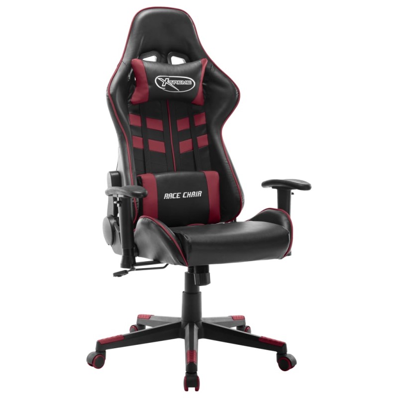 vidaXL Sedia da Gaming Nera e Rosso Vino in Similpelle