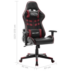 vidaXL Sedia da Gaming Nera e Rosso Vino in Similpelle